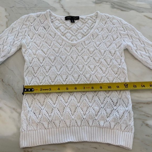 AUDREY TALBOTT WHITE V-NECK KNIT SOFT SWEATER XS - Picture 11 of 15